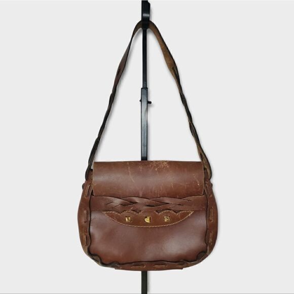 Vintage Enzo Angiolini Brown Cowhide Leather Shoulder Purse - Picture 1 of 6